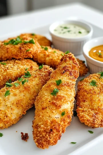 - 1 lb chicken tenders - 1 cup buttermilk - 1 cup all-purpose flour - 1 cup panko breadcrumbs - 1 teaspoon garlic powder - 1 teaspoon onion powder - 1 teaspoon paprika - ½ teaspoon cayenne pepper (adjust for spice preference) - Salt and pepper to taste - 2 tablespoons olive oil When measuring ingredients, use dry measuring cups for flour and breadcrumbs. For liquids like buttermilk, use a liquid measuring cup. This helps get accurate amounts. For spices, use measuring spoons for precision. Always level off the measuring cup or spoon to avoid extra ingredients. Choose fresh chicken tenders that look pink and firm. Check the sell-by date for freshness. When buying spices, opt for whole spices when possible. They stay fresh longer. Store spices in a cool, dry place away from sunlight. Use fresh buttermilk for the best flavor and texture. Start by marinating the chicken tenders. Place the chicken in a bowl and cover it with buttermilk. This helps keep the chicken juicy and tender. Let it sit for at least 30 minutes, or up to 2 hours in the fridge. The longer you marinate, the better the flavor. Next, prepare the coating. In a shallow dish, mix together the flour, panko breadcrumbs, garlic powder, onion powder, paprika, cayenne pepper, salt, and pepper. This blend gives your tenders a tasty crunch. Make sure the mix is well combined for even flavor. Now it’s time to air fry. Preheat your air fryer to 400°F (200°C) for about 5 minutes. While it heats, take each chicken tender out of the buttermilk, letting the extra drip off. Dredge each piece in the flour mix, pressing it on well. This helps form a crispy layer. Once coated, lightly spray or drizzle olive oil over the chicken. Place the tenders in a single layer in the air fryer basket. You might need to cook in batches. Air fry for 10-12 minutes. Flip them halfway through for even cooking. Check that the chicken reaches 165°F (75°C) inside. If not, cook for a few more minutes. Enjoy your crispy chicken tenders! To get the best crunch, ensure you coat the chicken well. Use both flour and panko breadcrumbs. The panko gives a nice light texture. Don't skip the olive oil! A light spray or drizzle helps the coating crisp up. - Make sure your air fryer is preheated to 400°F (200°C) before cooking. - Space out the chicken tenders in the basket. This helps them cook evenly. Avoid these common errors to ensure perfect chicken tenders: - Marinating too briefly: Marinate for at least 30 minutes for the best flavor. - Overcrowding the air fryer: This leads to soggy chicken. Cook in batches if needed. - Skipping the oil: Without oil, the coating won’t crisp properly. Seasonings play a big role in flavor. Use garlic powder, onion powder, and paprika for a tasty kick. If you like heat, add cayenne pepper. You can also try different spices based on your taste. - Consider adding herbs like thyme or rosemary for a fresh touch. - Experiment with unique seasonings like lemon zest or smoked paprika for added flavor. These tips will help you master crispy chicken tenders and impress everyone at your dinner table! {{image_2}} To make spicy air fryer chicken tenders, add more cayenne pepper. You can use one to two teaspoons, based on your taste. You can also mix in some hot sauce to the buttermilk. This gives the chicken a nice kick. Serve these spicy tenders with ranch dressing. The cool ranch will balance the heat. You can easily make gluten-free chicken tenders. Swap the all-purpose flour for almond flour. Use gluten-free panko breadcrumbs instead of regular ones. Make sure to check the labels to avoid hidden gluten. The taste will still be great, and the texture remains crispy. This option is perfect for those with gluten sensitivities. Don't be afraid to get creative with coatings. Try crushed cornflakes or potato chips for a different crunch. You can also use crushed nuts like almonds or pecans. Mix in some herbs or spices to add flavor. For a lower-carb option, use coconut flour or crushed pork rinds. Each option gives a unique twist to your chicken tenders. After enjoying your crispy chicken tenders, store any leftovers in an airtight container. This keeps them fresh and tasty. Place the container in the fridge. They will last for up to three days. When you want to eat them again, take them out of the fridge. To reheat your chicken tenders, use the air fryer for the best results. Preheat the air fryer to 350°F (175°C). Place the tenders in a single layer. Heat them for about 5-7 minutes. This helps them regain their crispiness. You can also use an oven. Set it to 375°F (190°C) and bake for 10-12 minutes. If you have more chicken tenders than you can eat, freezing is a great option. Let the cooked tenders cool completely. Then, place them in a freezer-safe bag or container. Squeeze out as much air as possible. They can stay frozen for up to three months. When you are ready to eat, thaw them in the fridge overnight. Then, reheat them in the air fryer for the best taste. You can marinate chicken tenders for at least 30 minutes. For best results, I suggest marinating for up to 2 hours. This helps the chicken soak in the buttermilk, making it juicy and tender. Marinating too long may make the texture mushy. Yes, you can cook frozen chicken tenders in an air fryer. Just add a few extra minutes to the cooking time. Preheat the air fryer and cook at 400°F for about 12-15 minutes. Check the internal temperature; it should reach 165°F. This method gives you crispy tenders without thawing them first. There are many great dipping sauces for chicken tenders. Some popular choices include honey mustard, ranch, and barbecue sauce. You can also try spicy buffalo sauce or a creamy garlic dip. Each sauce adds its own flavor and fun to the meal. Experiment with different dips to find your favorite! You now know how to make tasty air fryer chicken tenders. You learned about the best ingredients, including measurement tips and freshness advice. I shared steps for marinating, coating, and cooking. The tips covered crispiness and how to avoid mistakes. There are fun variations like spicy and gluten-free options. I also explained how to store and reheat leftovers. With this knowledge, you can create great meals at home. Enjoy your cooking!