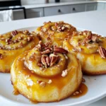 - 4 cups all-purpose flour - 1 packet (2 ¼ tsp) instant yeast - ½ cup granulated sugar - 1 teaspoon salt - ¼ cup unsalted butter, melted - 1 cup warm milk (about 110°F or 43°C) - 2 large eggs - 1 teaspoon vanilla extract - 1 cup light brown sugar - ½ cup unsalted butter, softened (for filling) - 1 cup chopped pecans - 1 tablespoon ground cinnamon - 1 cup caramel sauce (store-bought or homemade) Each ingredient plays a key role in the flavor and texture of these sticky buns. The all-purpose flour gives the buns structure. The instant yeast helps them rise quickly. Granulated sugar adds sweetness, while salt balances the flavors. Butter enhances richness, and warm milk activates the yeast. Eggs provide moisture and richness. Vanilla extract adds depth. Light brown sugar brings a slight molasses flavor, great for the filling. Pecans add crunch and a nutty taste. Ground cinnamon gives that warm, cozy flavor. Lastly, caramel sauce creates that gooey, sticky finish we all love. You can swap out some ingredients if needed. For flour, try whole wheat for a nutty taste. Use almond milk instead of regular milk for a dairy-free option. You can replace eggs with flaxseed meal mixed with water for a vegan choice. If you want a lower sugar option, use a sugar substitute like stevia or monk fruit sweetener. For caramel sauce, you can use a homemade version with brown sugar and butter or try a vegan caramel made from dates. Finally, if you don’t have pecans, walnuts or almonds work well too. To start, gather your ingredients. In a large bowl, mix 2 cups of flour, instant yeast, sugar, and salt. Blend these dry ingredients well. In another bowl, whisk together warm milk, melted butter, eggs, and vanilla. Pour this mixture into the dry mix and stir until combined. Gradually add the rest of the flour until a soft dough forms. Knead this dough on a floured surface for 5 to 7 minutes until it feels smooth and elastic. Next, take a greased bowl and place the dough inside. Cover it with a kitchen towel and set it in a warm spot. Let it rise for about 1 hour or until it doubles in size. This step is key for fluffy buns. While the dough rises, prepare the filling. In a small bowl, mix the softened butter, light brown sugar, cinnamon, and chopped pecans. Blend these ingredients until they are well combined. This filling adds a rich flavor and delightful crunch to your sticky buns. When your dough has risen, punch it down gently. Roll it out on a floured surface into a rectangle about ¼ inch thick. Spread the filling evenly over the dough. Starting from one end, roll the dough tightly into a log. Cut this log into 12 equal pieces. Now, it’s time to bake. Grease a baking dish and pour the caramel sauce at the bottom. Place the cut pieces of dough on top of the caramel. Cover the dish with a kitchen towel and let it rise again for about 30 minutes. While it rises, preheat your oven to 350°F (175°C). After the second rise, bake the sticky buns in your preheated oven for 25 to 30 minutes, or until they turn golden brown. Once baked, let them cool in the pan for 5 minutes. Carefully invert them onto a serving platter. Drizzle any leftover caramel over the buns and sprinkle with extra pecans if you like. Serve warm for a delightful treat! To get the best dough, focus on the kneading. Knead for 5 to 7 minutes. This makes the dough smooth and elastic. Use just enough flour to keep it from sticking. If the dough feels too sticky, add a bit more flour. If it feels dry, a touch of warm milk will help. Let it rise in a warm spot, covered with a towel. It should double in size, which can take about one hour. For a deeper flavor, try adding a pinch of nutmeg along with the cinnamon. You can also mix in some vanilla extract to the dough. This adds a nice touch. Consider using dark brown sugar instead of light brown sugar. It gives a richer flavor. Chopped pecans add crunch. You could swap these with walnuts or almonds if you desire a different taste. If your sticky buns are too dry, you might have overbaked them. Keep an eye on them in the oven. If they are too gooey, they may not have baked long enough. Make sure they become golden brown. If the dough does not rise, the yeast might be old or the milk too hot. Always test your yeast before using it. Mix it with warm water and sugar. If it bubbles, it’s good to go. {{image_2}} You can change the nuts in these sticky buns. Instead of pecans, try walnuts or almonds. Both add a nice crunch. If you want a sweeter touch, use hazelnuts. Chop them finely and mix them into the filling. This gives your buns a new flavor twist. Want to spice things up? Add 1 teaspoon of vanilla or coffee to the dough. Both flavors blend well with caramel. You can also try a hint of orange zest or almond extract for a fresh taste. Just remember, a little goes a long way. If you need a vegan option, swap eggs with flaxseed meal. Use plant-based milk and butter, and make sure the caramel sauce is dairy-free. For gluten-free buns, substitute all-purpose flour with a gluten-free blend. Just be sure to check that your yeast is gluten-free too. These changes keep your sticky buns tasty and fun for everyone! To keep your caramel pecan sticky buns fresh, store them in an airtight container. This helps to lock in moisture and flavor. Place the container at room temperature. They stay good for about two days. If you want to keep them longer, consider refrigerating them. However, this may dry them out a bit. To enjoy your sticky buns again, reheat them in the microwave. Place one bun on a plate and cover it with a damp paper towel. Heat for about 15-20 seconds. This keeps the bun soft and warm. If you prefer a crispy outer layer, pop them in the oven. Set the oven to 350°F (175°C) and bake for about 10 minutes. You can freeze these sticky buns to save for later. First, let them cool completely. Then, wrap each bun tightly in plastic wrap, followed by foil. This keeps freezer burn away. Store them in the freezer for up to three months. When you’re ready to eat them, thaw them overnight in the fridge. Reheat as described above for the best taste. To help your sticky buns rise, use warm milk. The milk should be about 110°F (43°C). This temperature activates the yeast. Mix the dry ingredients first. Then combine them with the wet mix. Knead the dough well on a floured surface. Place it in a greased bowl. Cover it with a towel. Put it in a warm area. Let it rise until it doubles in size, about one hour. Yes, you can make these buns ahead of time! Prepare the dough and filling as usual. After you cut the rolls, place them in the baking dish. Cover them tightly and place them in the fridge overnight. In the morning, let them sit at room temperature for about 30 minutes. Then bake them as directed. This way, you can enjoy warm sticky buns with ease. If you need a substitute for caramel sauce, try using honey or maple syrup. Both options add sweetness and flavor. You can also make a simple homemade caramel using sugar and butter. Just heat them together until they melt and blend. Pour this over the buns for a tasty twist. Enjoy exploring these alternatives! This blog post covered all you need to know about making delicious sticky buns. We explored key ingredients, provided step-by-step instructions, and shared tips for perfecting your dough. You learned how to add unique flavors and variations, plus the best ways to store and reheat your buns. Remember, baking is fun! With practice, you’ll impress everyone with your treats. Try new ingredients and enjoy the process. Happy baking!