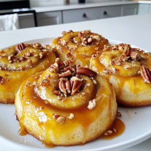 - 4 cups all-purpose flour - 1 packet (2 1/4 tsp) instant yeast - 1/2 cup granulated sugar - 1 teaspoon salt - 1/4 cup unsalted butter, melted - 1 cup warm milk (about 110°F or 43°C) - 2 large eggs - 1 teaspoon vanilla extract - 1 cup light brown sugar - 1/2 cup unsalted butter, softened (for filling) - 1 cup chopped pecans - 1 tablespoon ground cinnamon - 1 cup caramel sauce (store-bought or homemade) Each ingredient plays a key role in the flavor and texture of these sticky buns. The all-purpose flour gives the buns structure. The instant yeast helps them rise quickly. Granulated sugar adds sweetness, while salt balances the flavors. Butter enhances richness, and warm milk activates the yeast. Eggs provide moisture and richness. Vanilla extract adds depth. Light brown sugar brings a slight molasses flavor, great for the filling. Pecans add crunch and a nutty taste. Ground cinnamon gives that warm, cozy flavor. Lastly, caramel sauce creates that gooey, sticky finish we all love. You can swap out some ingredients if needed. For flour, try whole wheat for a nutty taste. Use almond milk instead of regular milk for a dairy-free option. You can replace eggs with flaxseed meal mixed with water for a vegan choice. If you want a lower sugar option, use a sugar substitute like stevia or monk fruit sweetener. For caramel sauce, you can use a homemade version with brown sugar and butter or try a vegan caramel made from dates. Finally, if you don’t have pecans, walnuts or almonds work well too. To start, gather your ingredients. In a large bowl, mix 2 cups of flour, instant yeast, sugar, and salt. Blend these dry ingredients well. In another bowl, whisk together warm milk, melted butter, eggs, and vanilla. Pour this mixture into the dry mix and stir until combined. Gradually add the rest of the flour until a soft dough forms. Knead this dough on a floured surface for 5 to 7 minutes until it feels smooth and elastic. Next, take a greased bowl and place the dough inside. Cover it with a kitchen towel and set it in a warm spot. Let it rise for about 1 hour or until it doubles in size. This step is key for fluffy buns. While the dough rises, prepare the filling. In a small bowl, mix the softened butter, light brown sugar, cinnamon, and chopped pecans. Blend these ingredients until they are well combined. This filling adds a rich flavor and delightful crunch to your sticky buns. When your dough has risen, punch it down gently. Roll it out on a floured surface into a rectangle about 1/4 inch thick. Spread the filling evenly over the dough. Starting from one end, roll the dough tightly into a log. Cut this log into 12 equal pieces. Now, it’s time to bake. Grease a baking dish and pour the caramel sauce at the bottom. Place the cut pieces of dough on top of the caramel. Cover the dish with a kitchen towel and let it rise again for about 30 minutes. While it rises, preheat your oven to 350°F (175°C). After the second rise, bake the sticky buns in your preheated oven for 25 to 30 minutes, or until they turn golden brown. Once baked, let them cool in the pan for 5 minutes. Carefully invert them onto a serving platter. Drizzle any leftover caramel over the buns and sprinkle with extra pecans if you like. Serve warm for a delightful treat! To get the best dough, focus on the kneading. Knead for 5 to 7 minutes. This makes the dough smooth and elastic. Use just enough flour to keep it from sticking. If the dough feels too sticky, add a bit more flour. If it feels dry, a touch of warm milk will help. Let it rise in a warm spot, covered with a towel. It should double in size, which can take about one hour. For a deeper flavor, try adding a pinch of nutmeg along with the cinnamon. You can also mix in some vanilla extract to the dough. This adds a nice touch. Consider using dark brown sugar instead of light brown sugar. It gives a richer flavor. Chopped pecans add crunch. You could swap these with walnuts or almonds if you desire a different taste. If your sticky buns are too dry, you might have overbaked them. Keep an eye on them in the oven. If they are too gooey, they may not have baked long enough. Make sure they become golden brown. If the dough does not rise, the yeast might be old or the milk too hot. Always test your yeast before using it. Mix it with warm water and sugar. If it bubbles, it’s good to go. {{image_2}} You can change the nuts in these sticky buns. Instead of pecans, try walnuts or almonds. Both add a nice crunch. If you want a sweeter touch, use hazelnuts. Chop them finely and mix them into the filling. This gives your buns a new flavor twist. Want to spice things up? Add 1 teaspoon of vanilla or coffee to the dough. Both flavors blend well with caramel. You can also try a hint of orange zest or almond extract for a fresh taste. Just remember, a little goes a long way. If you need a vegan option, swap eggs with flaxseed meal. Use plant-based milk and butter, and make sure the caramel sauce is dairy-free. For gluten-free buns, substitute all-purpose flour with a gluten-free blend. Just be sure to check that your yeast is gluten-free too. These changes keep your sticky buns tasty and fun for everyone! To keep your caramel pecan sticky buns fresh, store them in an airtight container. This helps to lock in moisture and flavor. Place the container at room temperature. They stay good for about two days. If you want to keep them longer, consider refrigerating them. However, this may dry them out a bit. To enjoy your sticky buns again, reheat them in the microwave. Place one bun on a plate and cover it with a damp paper towel. Heat for about 15-20 seconds. This keeps the bun soft and warm. If you prefer a crispy outer layer, pop them in the oven. Set the oven to 350°F (175°C) and bake for about 10 minutes. You can freeze these sticky buns to save for later. First, let them cool completely. Then, wrap each bun tightly in plastic wrap, followed by foil. This keeps freezer burn away. Store them in the freezer for up to three months. When you’re ready to eat them, thaw them overnight in the fridge. Reheat as described above for the best taste. To help your sticky buns rise, use warm milk. The milk should be about 110°F (43°C). This temperature activates the yeast. Mix the dry ingredients first. Then combine them with the wet mix. Knead the dough well on a floured surface. Place it in a greased bowl. Cover it with a towel. Put it in a warm area. Let it rise until it doubles in size, about one hour. Yes, you can make these buns ahead of time! Prepare the dough and filling as usual. After you cut the rolls, place them in the baking dish. Cover them tightly and place them in the fridge overnight. In the morning, let them sit at room temperature for about 30 minutes. Then bake them as directed. This way, you can enjoy warm sticky buns with ease. If you need a substitute for caramel sauce, try using honey or maple syrup. Both options add sweetness and flavor. You can also make a simple homemade caramel using sugar and butter. Just heat them together until they melt and blend. Pour this over the buns for a tasty twist. Enjoy exploring these alternatives! This blog post covered all you need to know about making delicious sticky buns. We explored key ingredients, provided step-by-step instructions, and shared tips for perfecting your dough. You learned how to add unique flavors and variations, plus the best ways to store and reheat your buns. Remember, baking is fun! With practice, you’ll impress everyone with your treats. Try new ingredients and enjoy the process. Happy baking!