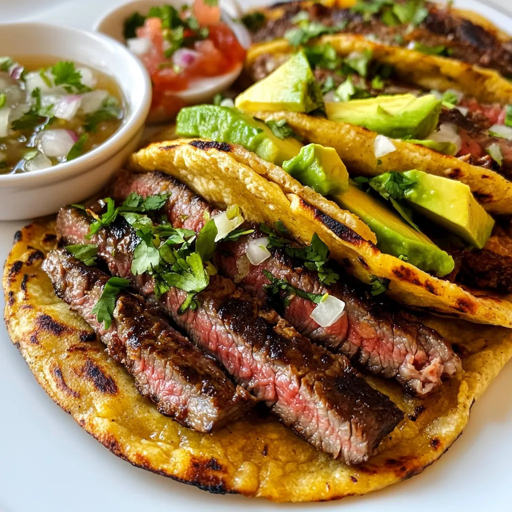 For carne asada gorditas, you need a few key items. Hereâs what you should gather: - 1 lb flank steak - 2 tablespoons olive oil - 2 cloves garlic, minced - Juice of 1 lime - Chopped cilantro - Diced onion - Salsa of your choice - Avocado slices The spices bring out the meat's flavor. Use these to create a tasty marinade: - 1 teaspoon cumin - 1 teaspoon chili powder - 1 teaspoon salt - œ teaspoon black pepper These spices mix well with olive oil, garlic, and lime juice. They create a rich flavor that makes the steak shine. For the gordita dough, you need simple ingredients. Hereâs what to prepare: - 2 cups masa harina - œ teaspoon baking powder - œ teaspoon salt - 1 ÂŒ cups warm water These items combine to make soft, thick discs. The masa harina gives the gorditas their unique texture. {{ingredient_image_1}} To marinate the steak, mix olive oil, minced garlic, cumin, chili powder, salt, black pepper, and lime juice in a bowl. This mix adds great flavor. Place the flank steak in the bowl and coat it well. Cover the bowl and let it sit for at least 30 minutes. You can also refrigerate it for up to 4 hours. The longer it sits, the better the flavor. For the gordita dough, take another bowl. Combine masa harina, baking powder, and salt. Gradually add warm water while mixing. You want a soft and pliable dough. Once mixed, divide the dough into golf ball-sized portions. Flatten each into thick discs about œ inch thick. This gives the gorditas a nice shape. Grab a griddle or a cast-iron skillet and heat it over medium-high heat. Cook each gordita for 3-4 minutes on each side. Look for a slight char and a cooked-through texture. Set the gorditas aside and keep them warm. Next, heat your grill or skillet on high for the steak. Grill each flank steak side for about 4-5 minutes for medium-rare. After cooking, let the steak rest for 5 minutes. Then, slice it thinly against the grain. Take each gordita and make a small slit, creating a pocket. Stuff each one with slices of carne asada. Top them with chopped cilantro, diced onion, and your favorite salsa. Add avocado slices for creaminess. Serve the gorditas warm, and enjoy them with an extra squeeze of lime for a zesty kick. To make the best marinade, use fresh ingredients. Combine olive oil, minced garlic, cumin, chili powder, salt, black pepper, and lime juice in a bowl. The lime juice adds a bright flavor that balances the spices. Let the flank steak soak in this mix for at least 30 minutes. For deeper flavor, marinate it for 4 hours in the fridge. This will make your steak juicy and packed with taste. Cooking gorditas is all about the right heat. Preheat your griddle or skillet to medium-high. Cook each gordita for 3-4 minutes on each side. Look for a nice char and puffed texture. If they puff up, thatâs perfect! This means your dough is cooking well. Keep them warm in a clean towel after cooking. This keeps them soft and ready for filling. Serve your carne asada gorditas warm. They shine with fresh toppings. Add chopped cilantro, diced onion, and your favorite salsa. Avocado slices bring creaminess that everyone loves. If you like extra zest, squeeze fresh lime juice on top. You can also pair the gorditas with rice or beans for a complete meal. Enjoy sharing them with friends or family for a fun dining experience! Pro Tips Marinate for Flavor: Allow the flank steak to marinate for at least 30 minutes, but for the best flavor, aim for 2-4 hours. This enhances the meat's tenderness and infuses it with rich flavors. Warm Water for Dough: Using warm water in your gordita dough helps to activate the masa harina, making the dough easier to work with and resulting in softer gorditas. Resting the Steak: After grilling, let the steak rest for 5 minutes before slicing. This allows the juices to redistribute, keeping the meat juicy and flavorful. Customize Your Toppings: Feel free to get creative with your toppings! Consider adding pickled jalapeños, cheese, or even a drizzle of crema for a different flavor profile. {{image_2}} You can switch up the meat in your carne asada gorditas. Try chicken, pork, or even shrimp. Each option gives a new taste. For chicken, use thighs for juiciness. Marinate with the same spices to keep it simple. For pork, a tender cut like loin works well. Shrimp cooks fast. Just grill until pink and tender. Each meat brings unique flavors that can excite your meal. Not a meat fan? No problem! You can easily make vegetarian gorditas. Use grilled vegetables like bell peppers and zucchini. Season them with the same spices for great taste. Another option is to use black beans or lentils. They add protein and a hearty feel. Top with fresh veggies to keep it bright and fresh. You wonât miss the meat with these tasty choices. Toppings can elevate your gorditas. Classic choices include chopped cilantro and diced onions. They add crunch and freshness. For a spicy kick, try a zesty salsa. You can also mix in cheese for creaminess. Avocado slices add a rich texture. Donât forget lime juice! A squeeze adds a burst of brightness. Feel free to experiment with toppings. Each choice can change the whole dish! To store leftover gorditas, let them cool to room temperature. Place them in an airtight container. This helps keep them soft. You can store them in the fridge for up to 3 days. If you want to keep them longer, consider freezing. For the best flavor, reheat gorditas on a skillet. Heat the skillet over medium heat. Cook each side for about 2 minutes until warm. You can also use a microwave. Just wrap them in a damp paper towel. Heat for 30 seconds at a time until warm. To freeze gorditas, wrap them tightly in plastic wrap. Then, place them in a freezer bag. They can last up to 3 months in the freezer. When ready to use, thaw them overnight in the fridge. Reheat them on a skillet for the best taste. Gorditas come from Mexico. They are often made from masa harina. This is a special corn flour. The name "gordita" means "little thick one." These tasty treats are popular in many regions. They can be filled with meats, cheese, or veggies. Street vendors commonly sell them. Each region has its own twist on gorditas. Yes, you can prepare things in advance. You might marinate the steak a few hours earlier. This helps the meat soak up the flavors. You can also make the gordita dough ahead. Shape them into discs and store them in the fridge. Just cook them right before serving for the best taste. Some great sides go well with carne asada gorditas. You can serve them with: - Mexican rice - Refried beans - Grilled vegetables - Fresh salad - Corn on the cob These sides add color and flavor to your meal. They also make your plate look more inviting. To make gluten-free gordita dough, use masa harina. This corn flour is naturally gluten-free. You can also add a bit of gluten-free flour blend for texture. Just mix it with the masa harina. Follow the same steps to make the dough. Enjoy the same great taste without gluten! In this guide, we explored making Carne Asada Gorditas. We covered the key ingredients, marinade, and dough. You learned step-by-step instructions for marinating the steak and cooking the gorditas. I shared tips for flavor and serving ideas. We looked at variations for meats and toppings. Finally, I provided storage tips for any leftovers. Enjoy crafting these delicious gorditas and impress your friends and family with your skills. Happy cooking!