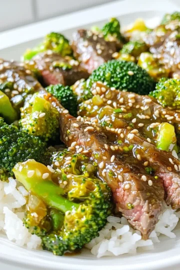 - 1 lb flank steak, thinly sliced against the grain - 2 cups broccoli florets - 3 tablespoons soy sauce - 2 tablespoons oyster sauce - 1 tablespoon cornstarch - 3 cloves garlic, minced - 1 tablespoon ginger, grated - 1 tablespoon sesame oil - Cooked rice or quinoa - Sesame seeds for garnish (optional) When you start making Easy Beef and Broccoli, gather your main ingredients first. The flank steak gives this dish a rich flavor. Slice it thinly against the grain for the best texture. Next, grab two cups of fresh broccoli florets. They add a nice crunch and color. For the sauces, you need soy sauce and oyster sauce. These sauces mix well to create a savory taste. Don't forget the marinade components! Cornstarch helps the beef stay tender. Garlic and ginger add a kick to the flavor, while sesame oil gives a nutty finish. For serving, cooked rice or quinoa makes a great base. You can also sprinkle sesame seeds on top for an added touch. This dish looks and tastes great, making it perfect for any dinner! To start, take your flank steak and slice it thinly against the grain. This makes it tender. In a medium bowl, mix the beef with 2 tablespoons of soy sauce and 1 tablespoon of cornstarch. Stir well to coat the steak. Let it marinate for about 15 minutes. This short time helps the flavors soak in. Next, let's prepare the broccoli. Boil some water in a pot. Once boiling, add the 2 cups of broccoli florets. Blanch them for just 2 minutes. This keeps the broccoli bright and crunchy. Drain it well and set it aside. A vibrant color means great taste! Now it's time to cook the beef. Heat a large skillet or wok over medium-high heat. Add 1 tablespoon of vegetable oil. Once the oil is hot, add the marinated beef in batches. Don’t overcrowd the pan. Cook for about 2-3 minutes. You want the beef to brown nicely. Once done, remove it from the skillet and set it aside. In the same skillet, add another tablespoon of vegetable oil. Toss in the minced garlic and grated ginger. Sauté for about 30 seconds until it smells great. Next, add the blanched broccoli. Stir-fry it for another 2 minutes. Now, return the beef to the skillet. Pour in the oyster sauce, remaining soy sauce, and sesame oil. Stir everything together. Cook until the sauce thickens and coats the beef and broccoli well. Season with salt and pepper to taste. To make the best beef and broccoli, avoid overcrowding the pan. When you add too much beef at once, it steams instead of browns. Cook in small batches. This way, the meat will sear nicely and develop rich flavor. For the sauce, aim for a thick, glossy finish. Use cornstarch in your marinade. This helps the sauce cling to the beef and broccoli. Stir well after adding sauces. Keep cooking until the sauce thickens. If you can’t find flank steak, try sirloin or ribeye. These cuts taste great too. You can also use chicken or shrimp for a twist. For sauces, if you want a change, use teriyaki or hoisin sauce. They both add unique flavors. If you need it gluten-free, check for tamari or coconut aminos. These work well too. Boost the taste by adding spices. A pinch of red pepper flakes adds heat. You can also toss in sliced bell peppers or carrots for extra crunch. Fresh ingredients always shine. Use fresh garlic and ginger for more punch. If dried is all you have, it’s fine, but fresh really makes a difference. Fresh herbs like cilantro can also brighten your dish. {{image_2}} You can make a tasty vegetarian version of beef and broccoli. Instead of beef, use tofu or tempeh. Tofu soaks up flavors well. Tempeh adds a nutty taste. Cut them into bite-sized pieces. For cooking, adjust the times. Tofu cooks fast, about 3-4 minutes. Tempeh needs a bit longer, around 5-6 minutes. Make sure they get nice and golden. This way, you keep the dish filling and delicious. You can boost your dish with more veggies. Try adding bell peppers, carrots, or snap peas. These add color and crunch. When cooking, add these extras after the broccoli. Stir-fry for about 2-3 minutes. This timing keeps everything crisp and fresh. You can mix and match your favorites. To make this dish gluten-free, swap out soy sauce and oyster sauce. Use tamari instead of soy sauce. It has a similar taste but is gluten-free. For oyster sauce, look for gluten-free brands or use hoisin sauce. Always check labels to ensure they are gluten-free. This way, you can enjoy a delicious meal without worry. To keep your beef and broccoli fresh, store leftovers in an airtight container. Place the container in the fridge right after the meal. This helps lock in the flavors. It stays fresh for about 3 to 4 days. Make sure to check for any signs of spoilage before eating. When reheating, you want to keep the texture just right. The best method is to use the stovetop. Heat a pan over medium heat. Add a splash of water or broth to help steam the meal. Stir often for even heating. If you're in a hurry, the microwave works too. Use a microwave-safe dish and cover it to keep moisture in. Yes, you can freeze beef and broccoli! First, let it cool completely. Then, place it in freezer-safe bags or containers. Make sure to remove as much air as possible. It can last up to 3 months in the freezer. When you're ready to eat, thaw it in the fridge overnight. Reheat it on the stovetop for the best taste. Making Easy Beef and Broccoli takes about 30 minutes. You spend 15 minutes prepping the food. The cooking time is about 15 minutes. This quick meal fits perfectly into a busy weeknight schedule. Yes, you can make this dish in advance. Cook the beef and broccoli and store them in the fridge. You can reheat it later for a quick meal. This method saves time on busy nights. Just keep the rice or quinoa separate until you serve. Flank steak works best for stir-fries. It is tender and cooks quickly. Other good cuts include sirloin and ribeye. They also work well but may need more care when cooking. This recipe is great for kids. It has mild flavors and no spicy heat. You can adjust the soy sauce to make it less salty. Just keep an eye on the garlic and ginger amount to suit their taste. In this post, we explored easy beef and broccoli. We detailed key ingredients like flank steak, broccoli, and sauces. I provided steps for marinating, cooking, and blanching to enhance texture. You learned tips for perfecting stir-fry, as well as variations for dietary needs. Remember, this dish is flexible and can cater to many tastes. Use the tips and tricks shared to make it yours. Enjoy cooking and get creative with flavors that you love!