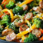 - 1 lb Italian-style chicken sausage (or your favorite sausage) - 3 cups fresh broccoli florets - 1 medium onion, thinly sliced - 3 cloves garlic, minced - 1 red bell pepper, sliced - 2 tablespoons olive oil - 1 teaspoon red pepper flakes (optional) - Salt and pepper to taste - 1 lemon, zested and juiced - ÂŒ cup grated Parmesan cheese - Fresh parsley for garnish Gathering the right ingredients makes this dish shine. For the main part, I love using Italian-style chicken sausage. It brings a fantastic flavor. Fresh broccoli florets add a nice crunch and bright color. A thinly sliced onion and minced garlic round out the base. They give the dish a warm, inviting aroma. Sliced red bell pepper adds sweetness to balance the savory sausage. The additional ingredients are just as important. Olive oil helps cook everything evenly. A sprinkle of red pepper flakes can add a little spice, but itâs optional. Don't forget salt and pepper to enhance the flavors. The lemon zest and juice brighten the dish and make it fresh. Topping with grated Parmesan cheese adds a creamy finish. Finally, fresh parsley gives a pop of color and freshness to your meal. With this mix of ingredients, you will create a hearty, flavorful meal that everyone will love. {{ingredient_image_1}} - Heat 2 tablespoons of olive oil in a large skillet over medium heat. - Add 1 pound of sliced Italian-style chicken sausage. Cook for about 5-7 minutes. The sausage should be browned and cooked through. - Add 1 thinly sliced medium onion and 3 minced garlic cloves to the skillet. - Stir often for 3-4 minutes until the onion becomes translucent. This step adds a lot of flavor. You can also toss in salt and pepper to taste. - Toss in 1 sliced red bell pepper and 3 cups of fresh broccoli florets. - Cook for an additional 5-6 minutes. Stir often until the broccoli is bright green and tender-crisp. This ensures you keep a nice texture. These steps create a flavorful base for your dish. Enjoy the delightful mix of flavors as they come together! Choosing the best sausage matters for flavor. I love Italian-style chicken sausage for its taste. You can use pork, turkey, or even a plant-based sausage if you prefer. Each type adds a unique twist to the dish. If you want a spicy kick, try a hot sausage. For a milder flavor, go with sweet sausage. To ensure even cooking, cut the veggies into similar sizes. This helps them cook at the same rate. Start cooking the sausage first, then add the onion and garlic. This builds a great base flavor. When adding broccoli, cook just until bright green. Overcooked broccoli turns mushy and loses its crunch. Stir often to keep everything cooking evenly. Fresh herbs make a big difference. Try adding basil or thyme for a fresh taste. A sprinkle of fresh parsley right before serving brightens the dish. If you want more depth, consider spices like paprika or cumin. They can add warmth and richness to your skillet. Don't forget the lemon zest and juice; they add brightness and balance the flavors. Pro Tips Use Fresh Ingredients: Fresh broccoli and quality sausage will enhance the flavor and overall quality of the dish. Adjust Spice Level: Feel free to tweak the amount of red pepper flakes based on your spice tolerance; you can also omit it for a milder flavor. Cook Broccoli Perfectly: To keep broccoli tender-crisp, avoid overcooking. It should be bright green and still have a slight crunch. Garnish for Flavor: Fresh parsley not only adds color but also a fresh flavor that brightens the dish. Don't skip it! {{image_2}} You can make this dish gluten-free by using gluten-free sausage. Many brands offer tasty options. Check labels to ensure they fit your needs. For those who prefer a vegetarian option, swap the sausage for hearty beans or tofu. This change keeps the meal filling and nutritious. Want to mix things up? Add different vegetables like carrots, zucchini, or spinach. Each will bring its own taste and color. Cheese lovers can play with different cheeses. Try mozzarella, feta, or goat cheese. Each cheese adds a unique flavor twist. Pair this skillet meal with crusty bread or a fresh salad. The bread soaks up the juices nicely. For sides, consider serving steamed rice or quinoa. They add great texture and help balance the flavors. To store leftovers, let the skillet cool down first. Place the dish in an airtight container. This keeps flavors fresh and prevents spills. I recommend using glass or BPA-free plastic containers. They seal well and let you see whatâs inside. For reheating, the best method is to use a skillet over medium heat. This warms the meal evenly. Stir it gently to keep it from sticking. You can add a splash of water or broth to help with moisture. If you want to keep the flavors strong, add a bit more lemon juice or cheese when reheating. If you want to freeze portions, let the dish cool completely first. Use freezer-safe containers or bags. Make sure to label them with the date. This way, you wonât forget how long theyâve been in there. When youâre ready to eat, thaw it overnight in the fridge. Reheat it in a skillet or microwave until hot. Yes, you can use frozen broccoli. Frozen broccoli is convenient and saves time. However, it may not have the same crispness as fresh. When using frozen broccoli, reduce cooking time. Add it to the skillet when you add the bell pepper. This way, it warms up without getting mushy. To spice it up, you have options! Add more red pepper flakes to the sausage. You can also use hot sausage for extra heat. Another choice is to mix in diced jalapeños with the onions. This will give your meal a nice kick! This dish pairs well with various sides. Here are some ideas: - Cooked rice or quinoa for a hearty base - Garlic bread to soak up the flavors - A fresh green salad for a light touch - Pasta for a filling meal option These sides will complete your hearty and flavorful meal! In this article, we explored a tasty Sausage and Broccoli Skillet dish. We covered the key ingredients, cooking steps, and helpful tips. I shared variations for different diets, storage methods, and answers to common questions. I hope this guide inspires you to try making this easy meal. With simple steps and fresh flavors, you will enjoy cooking and sharing it with others. Remember, cooking is a fun way to connect with food and people. Enjoy your delicious creation!