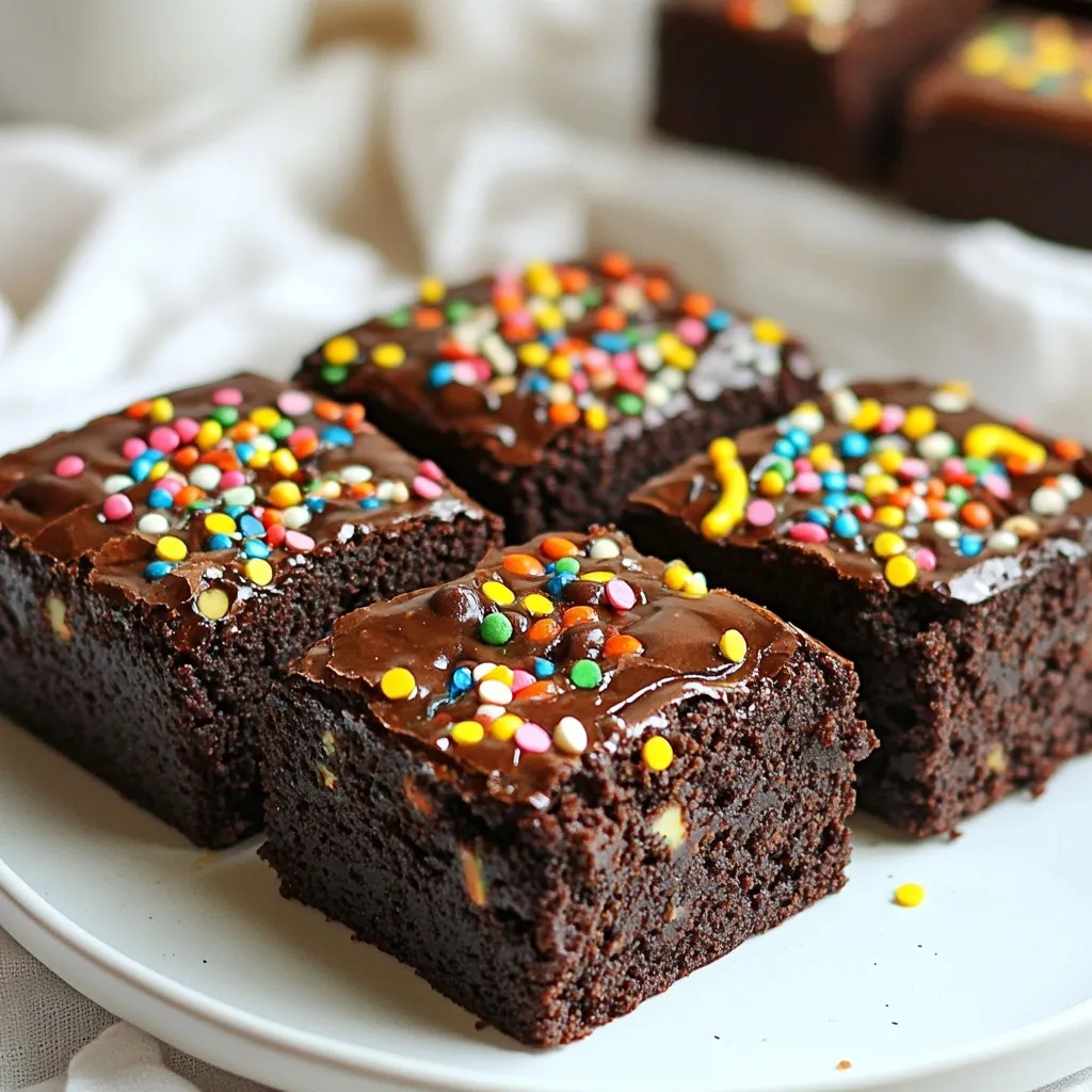 To make these tasty vegan cosmic brownies, you will need: - 1 cup almond butter (or any nut/seed butter) - ½ cup maple syrup - ¼ cup unsweetened cocoa powder - 1 cup oat flour (or whole wheat flour) - ¼ teaspoon baking soda - ¼ teaspoon salt - 1 teaspoon vanilla extract - ½ cup vegan chocolate chips - ¼ cup colorful sprinkles (vegan-friendly) - Optional: ¼ cup chopped nuts (like walnuts or pecans) You can swap some ingredients if needed. Here are a few options: - Use peanut butter instead of almond butter for a different taste. - Agave syrup works well if you do not have maple syrup. - If oat flour is not on hand, whole wheat flour is a great choice. - For gluten-free brownies, use gluten-free flour blends. - Any vegan chocolate chips can replace the ones listed. - You can skip nuts for a nut-free version. These brownies are not just tasty; they can also be good for you. Here’s a quick look at what makes them special: - Almond butter provides healthy fats and protein. - Maple syrup adds natural sweetness with minerals. - Cocoa powder gives antioxidants and a rich chocolate flavor. - Oat flour is high in fiber, which is great for digestion. Feel free to add nuts for extra crunch and nutrition! {{ingredient_image_1}} Start by preheating your oven to 350°F (175°C). Next, take an 8x8 inch baking pan and line it with parchment paper. Make sure to leave some paper hanging over the edges. This makes it easy to lift the brownies out later. In a large mixing bowl, add 1 cup of almond butter and ½ cup of maple syrup. Mix them well until they become smooth. Then, stir in 1 teaspoon of vanilla extract. This adds a nice flavor to your brownies. In another bowl, whisk together 1 cup of oat flour, ¼ cup of cocoa powder, ¼ teaspoon of baking soda, and ¼ teaspoon of salt. Make sure these dry ingredients are well blended. This step is key for the texture of your brownies. Now, slowly add the dry mix to the wet mix. Stir gently until just combined. The batter should be thick and fudgy. If you want extra flavor, fold in ½ cup of vegan chocolate chips and ¼ cup of chopped nuts. Pour the thick batter into your prepared pan. Use a spatula to spread it evenly. Before baking, gently press colorful sprinkles onto the top of the batter. Bake your brownies for 25-30 minutes. Check doneness with a toothpick; it should come out mostly clean. Once baked, let the brownies cool in the pan for about 10 minutes. Then, lift them out using the parchment paper. Place them on a wire rack to cool completely. After cooling, slice them into squares. Enjoy your cosmic brownies! To get the best fudgy texture, use almond butter. It gives richness and moisture. Mix the wet ingredients well. This helps create a smooth batter. Be careful not to overmix when adding dry ingredients. Stir just until combined. This keeps the brownies soft and chewy. If you have leftover brownies, store them in an airtight container. Keep them at room temperature for up to three days. For longer storage, place them in the fridge for a week. You can also freeze brownies. Wrap them tightly in plastic wrap. Then, place them in a freezer-safe bag. They will last for up to three months. Serve your cosmic brownies on a colorful plate. Add extra sprinkles on top for fun. You can dust them with cocoa powder for a nice touch. Pair them with a scoop of vegan ice cream. This makes a tasty dessert. Enjoy them with friends or family for a special treat! Pro Tips Choose your nut butter wisely: Different nut or seed butters can alter the flavor and texture. Almond butter gives a nice richness, but cashew or sunflower butter can be great alternatives. Check your cocoa powder: Use high-quality cocoa powder for a deeper chocolate flavor. Dark cocoa powder can also enhance the richness of these brownies. Don't overmix: Once you combine the wet and dry ingredients, mix just until combined. Overmixing can result in tougher brownies. Store properly: To keep your brownies fresh, store them in an airtight container at room temperature. They can also be frozen for longer shelf life! {{image_2}} You can make a nut-free version of these brownies. Use sunflower seed butter instead of almond butter. This swap keeps the brownies creamy and rich. You can enjoy them without nuts. Also, check that your chocolate chips do not have nuts in them. If you need a gluten-free option, use oat flour. Oat flour is a great choice. It keeps the brownies soft and delicious. Just make sure your oat flour is certified gluten-free. This way, you can enjoy these treats without worry. Feel free to get creative with flavors! Add a teaspoon of mint extract for a fresh taste. You can also swirl in some peanut butter for a rich flavor. Just drop spoonfuls of peanut butter in the batter before baking. With these additions, each bite can bring a new surprise. You can find many brands that make vegan cosmic brownies. Look for well-known brands like Enjoy Life and Little Debbie. They often have tasty, vegan-friendly snacks. These brands focus on making treats that everyone can enjoy. Just check the packaging to ensure they are vegan. Shopping online is a great way to find vegan cosmic brownies. Websites like Amazon and Thrive Market offer many options. You can browse their selections and read reviews. This helps you find the best products. You can order your favorite brownies right to your door. Plus, many online stores have sales and discounts, which is a bonus! If you prefer shopping in person, local stores are a good choice. Health food stores, grocery chains, and specialty shops often carry vegan snacks. Look for bakeries that focus on vegan treats as well. It's fun to explore your area and discover new flavors. Always check the labels to make sure they are vegan. Enjoy finding your cosmic brownies nearby! Yes, you can use different nut butters. Almond butter works great, but peanut butter is also a good choice. Sunflower seed butter is a great nut-free option. Each nut butter gives a unique flavor. This way, you can mix it up based on what you have. To check if the brownies are done, insert a toothpick into the center. If it comes out mostly clean, the brownies are ready. A few moist crumbs are okay. The edges should look firm, and the center should not jiggle. This check helps you get that perfect fudgy texture. Yes, you can freeze these brownies. After they cool, cut them into squares. Wrap each square in plastic wrap. Place them in a freezer-safe bag. They can last up to three months. When you want one, just thaw it at room temperature or heat it in the microwave for a few seconds. Store your brownies in an airtight container. Keep them at room temperature for up to a week. If you want them to last longer, you can refrigerate them. Just make sure to wrap them well. This keeps them fresh and tasty for your next treat. In this blog post, we explored how to make vegan cosmic brownies. You learned about the ingredients you need and possible swaps. The step-by-step guide made baking easy, while tips helped you get that fudgy texture. We also shared fun variations and where to find ready-made options. Now you can bake delicious brownies that fit your diet. With these simple instructions, enjoy every bite guilt-free. Happy baking!