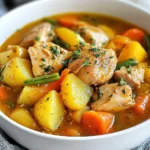 For a hearty slow cooker chicken stew, you need a few key ingredients. Here’s what you’ll need: - 4 boneless, skinless chicken thighs - 4 medium carrots, sliced - 2 medium potatoes, diced - 1 onion, chopped - 2 cloves garlic, minced - 1 cup green beans, trimmed and cut into pieces - 3 cups low-sodium chicken broth - 1 tablespoon olive oil - 2 teaspoons dried thyme - 1 teaspoon paprika - Salt and pepper to taste These ingredients work together to create a warm and filling dish. The chicken thighs make the stew tender. Carrots and potatoes add comfort. The green beans bring color and crunch. You can add more flavors or nutrients to your stew. Here are some optional ingredients: - 1 tablespoon cornstarch (for thickening) - 2 tablespoons fresh parsley, chopped (for garnish) - Celery, chopped (for extra crunch) - Peas (for sweetness) Adding cornstarch thickens the stew, making it heartier. Fresh parsley adds a fresh taste and looks nice on top. Celery and peas give more texture and flavor. If you have dietary needs, you can swap out some ingredients. Here are a few ideas: - Use chicken breast instead of thighs for lower fat. - Replace potatoes with sweet potatoes for added sweetness. - Use vegetable broth for a vegetarian option. These substitutions help you enjoy the stew while meeting your needs. Always consider what flavors you love when making swaps. {{ingredient_image_1}} To start, gather your ingredients. You will need: - 4 boneless, skinless chicken thighs - 4 medium carrots, sliced - 2 medium potatoes, diced - 1 onion, chopped - 2 cloves garlic, minced - 1 cup green beans, trimmed and cut into pieces - 3 cups low-sodium chicken broth - 1 tablespoon olive oil - 2 teaspoons dried thyme - 1 teaspoon paprika - Salt and pepper to taste - 1 tablespoon cornstarch (optional, for thickening) - 2 tablespoons fresh parsley, chopped (for garnish) First, heat the olive oil in a skillet over medium heat. Add chopped onion and minced garlic. Cook until the onion is soft and clear, about 3-4 minutes. This step adds flavor to your stew. Next, transfer the cooked onion and garlic to your slow cooker. Add the chicken thighs, carrots, potatoes, and green beans. Pour in the chicken broth. Sprinkle thyme, paprika, salt, and pepper over everything. Stir gently to mix the ingredients. You can cook the stew in two ways: low and slow or high and quick. If you choose low, set your slow cooker to cook for 6-8 hours. This method lets the flavors blend nicely. If you're in a hurry, set it to high for 3-4 hours. Both methods will give you tender chicken and tasty veggies. After cooking, the chicken should be very tender. Use two forks to shred the chicken right in the pot. This makes it easy to mix in with the stew. If you want a thicker stew, mix cornstarch with a bit of water. Add this slurry to the stew during the last 30 minutes of cooking. Stir it well to avoid lumps. Now, you’re ready to serve your hearty chicken stew. Enjoy it hot and warm, topped with fresh parsley! To make the best chicken stew, start with fresh, high-quality ingredients. Use boneless, skinless chicken thighs for tenderness. Cut carrots and potatoes into even pieces. This helps them cook evenly. Sauté the onion and garlic in olive oil before adding them to the slow cooker. This step builds flavor. Cook on low for a long time. This allows the flavors to blend well. Taste your stew before serving. You may want to add more salt or pepper. If you like a bit of heat, sprinkle in some red pepper flakes. Fresh herbs can also enhance the flavor. Add them near the end of cooking for the best taste. Remember, start with a little seasoning. You can always add more later. Leftovers from your chicken stew can be a great meal. Store any extra stew in an airtight container. It will last in the fridge for up to three days. You can also freeze it for longer storage. When you reheat, add a splash of broth to keep it moist. Leftover stew can become a base for a new dish, like a chicken pot pie. Pro Tips Brown the Chicken: For added depth of flavor, brown the chicken thighs in the skillet before adding them to the slow cooker. This caramelization enhances the overall taste of the stew. Use Fresh Herbs: While dried thyme works well, consider adding fresh herbs like thyme and rosemary towards the end of cooking for a burst of fresh flavor. Customize Vegetables: Feel free to customize the vegetables based on your preference or what you have on hand. Adding bell peppers or peas can add extra color and nutrients. Make it Ahead: This stew can be made ahead of time and stored in the fridge for up to 3 days. Reheat gently on the stove for an easy meal. {{image_2}} You can change the stew by adding more vegetables. Try adding peas, corn, or bell peppers for a twist. Each veggie brings its own flavor and texture. You can also use sweet potatoes instead of regular ones. This change adds a natural sweetness. Don't be afraid to mix and match. Just chop them into similar sizes for even cooking. To switch up the taste, play with herbs and spices. You can add rosemary or oregano for a fresh taste. If you want a kick, toss in some crushed red pepper flakes. For a smoky flavor, use smoked paprika instead of regular paprika. These changes make your stew unique and exciting. Taste as you go to find what you love best. If you prefer a creamy stew, it is easy to make. Near the end of cooking, stir in some heavy cream or coconut milk. This adds richness and smoothness. You can also mix in cream cheese for a thicker texture. If you want it even creamier, use a bit of cornstarch. Mix it with cold water before adding to the stew. This gives it a nice, velvety finish. Enjoy this comforting twist! To store leftover chicken stew, let it cool first. Once cooled, transfer it to an airtight container. Make sure it is sealed tightly. You can keep it in the fridge for up to three days. If you plan to eat it later, freezing is a great option. Freezing chicken stew is easy. Pour the cooled stew into freezer bags or containers. Leave some space at the top for expansion. Seal them well, then label with the date. You can store it in the freezer for up to three months. When reheating chicken stew, use a pot on the stove for best results. Heat it over medium-low heat, stirring often. This helps it warm evenly. If it seems thick, add a splash of broth or water. You can also use a microwave but stir halfway through to heat it evenly. Enjoy your tasty stew again! It takes about 6 to 8 hours on low heat. If you choose high heat, it takes 3 to 4 hours. This long cooking time allows the flavors to blend well and makes the chicken very tender. Yes, you can use frozen chicken in the slow cooker. However, I recommend adding extra cooking time. Make sure the chicken reaches a safe internal temperature of 165°F. This helps keep the stew safe and tasty. Chicken stew pairs well with many sides. You can serve it with crusty bread, rice, or a fresh salad. A slice of warm baguette is perfect for dipping into the stew. These choices add flavor and make the meal heartier. Yes, it is safe to leave your slow cooker on overnight. Just make sure the cooker is on a stable surface and the lid is secure. This way, you can wake up to a warm, delicious meal ready to enjoy. In this article, we explored how to make a delicious slow cooker chicken stew. We covered essential and optional ingredients, along with tips for prep, cooking, and seasoning. You also learned about fun variations and how to store leftovers. Experiment with different flavors to find your favorite. Making this stew can be easy and rewarding. Enjoy sharing this dish with family and friends, knowing it will warm their hearts. Your cooking confidence will grow with each try. Happy cooking!