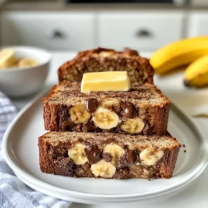 - 3 ripe bananas - 1/3 cup melted coconut oil - 1/2 cup brown sugar - 1 large egg - 1 teaspoon vanilla extract - 1 teaspoon baking soda - Pinch of salt - 1 1/2 cups all-purpose flour - 1/2 cup chocolate chips (plus extra for topping) - 1/4 cup chopped walnuts (optional) The main ingredients for chocolate chip banana bread are simple and easy to find. Ripe bananas are key for sweetness and moisture. They should be soft and have brown spots on the skin. The coconut oil adds a nice flavor and keeps the bread moist. Brown sugar gives a richer taste than white sugar. You will also need an egg and vanilla extract to bind and flavor the batter. Baking soda helps the bread rise, while a pinch of salt enhances all the flavors. All-purpose flour is the base for the bread. Chocolate chips are the star, bringing sweetness and richness. You can add walnuts if you like a little crunch. - Mixing bowls - Loaf pan (9x5 inch) - Measuring cups and spoons - Whisk or spatula - Wire rack for cooling For this recipe, you will need a few tools. A mixing bowl is great for combining your ingredients. A loaf pan, sized 9x5 inches, is perfect for shaping the bread. Measuring cups and spoons help you get the right amounts of each ingredient. You can use a whisk or spatula for mixing the batter. Finally, a wire rack lets the bread cool evenly after baking. Collecting all your ingredients and tools before you start will make baking easy and fun. {{ingredient_image_1}} First, preheat your oven to 350°F (175°C). This step is key for even baking. Next, grease a 9x5 inch loaf pan. You can also line it with parchment paper for easy removal. Now, take your ripe bananas and mash them in a large bowl. They should be soft and easy to blend. While mashing, melt 1/3 cup of coconut oil. This will add a nice flavor and moisture to your bread. In the bowl with the mashed bananas, add the melted coconut oil. Mix well to combine. Then, add 1/2 cup of brown sugar. Stir until it is fully mixed in. Next, beat in one large egg and 1 teaspoon of vanilla extract. Make sure everything is blended smoothly. Now, sprinkle 1 teaspoon of baking soda and a pinch of salt into the mixture. Stir until just combined. Gradually add 1 1/2 cups of all-purpose flour. Mix until there are no dry spots. Be careful not to over-mix; a gentle touch keeps the bread light. Now it’s time to fold in the fun stuff! Gently add 1/2 cup of chocolate chips and 1/4 cup of chopped walnuts, if you like. Make sure they are evenly distributed through the batter. Once combined, pour the batter into your prepared loaf pan. Smooth the top with a spatula. For an extra treat, sprinkle a few more chocolate chips on top. Place the loaf pan in the preheated oven. Bake for 55-60 minutes. You’ll know it’s done when a toothpick inserted in the center comes out clean. This is a great time to check for doneness. Once baked, remove the pan from the oven. Let it cool for about 10 minutes. Then, transfer the bread to a wire rack to cool completely. Enjoy the lovely smell wafting through your kitchen! - Use overripe bananas for sweetness. They give the bread its rich flavor. - Avoid over-mixing the batter. Mixing too much can make the bread tough. - Adding spices like cinnamon or nutmeg boosts flavor. A little goes a long way. - Using different types of chocolate chips, like dark, milk, or white, adds fun. Mix and match for new tastes. - Serve warm with butter or ice cream. This makes each slice a treat. - Garnish with additional chocolate chips on top. It looks great and tastes even better. Pro Tips Use Overripe Bananas: The riper the bananas, the sweeter and more flavorful your banana bread will be. Look for bananas with lots of brown spots for the best results. Don't Overmix: When adding the flour, mix just until there are no dry spots. Overmixing can lead to a dense and tough texture. Experiment with Mix-ins: Feel free to customize your banana bread by adding different mix-ins like dried fruits, nuts, or spices such as cinnamon or nutmeg for extra flavor. Storage Tips: To keep your banana bread fresh, store it in an airtight container at room temperature for up to 3 days or in the fridge for up to a week. You can also freeze it for longer storage. {{image_2}} If you're not a fan of nuts, you can easily make this banana bread nut-free. Just leave out the walnuts entirely. If you want a bit more texture, add extra chocolate chips. The more chocolate, the better, right? This keeps the bread sweet and chocolaty without the crunch of nuts. For those who need a gluten-free version, it's simple! Just swap out the all-purpose flour for a gluten-free flour blend. Many grocery stores sell these mixes. They work well in most recipes, including this one. Always check the blend for a good rise. You can get creative with flavors in your banana bread. Want to add more fruit? Toss in blueberries or strawberries to give it a fresh twist. They add a burst of flavor and color. Another fun idea is to swirl in peanut butter or Nutella. This adds a rich, creamy texture that pairs perfectly with bananas. Just spoon it into the batter and swirl with a knife before baking. Enjoy experimenting with these fun variations! To keep your banana bread fresh, place it in an airtight container. It stays tasty at room temperature for about 3 to 4 days. If you want it to last longer, consider freezing it. Wrap the cooled banana bread in plastic wrap. Then, place it in a freezer bag or container. This way, it remains fresh for up to 3 months. When you want to eat it, thaw it in the fridge overnight or at room temperature for a few hours. For the best taste, rewarm the banana bread in the oven. Preheat the oven to 350°F (175°C) and heat for 10-15 minutes. You can also use the microwave. Just heat it at 10-second intervals until warm. Enjoy your slice warm for the best flavor! Yes, you can use frozen bananas. First, take them out of the freezer. Let them thaw at room temperature. Once they are soft, peel and mash them in a bowl. The texture may change, but it will still work great in your banana bread. Frozen bananas add natural sweetness and moisture to the bread. You can skip the chocolate chips if you want. Instead, consider adding nuts, like walnuts or pecans, for crunch. You could also mix in dried fruits, like raisins or cranberries, for a different flavor. A dash of cinnamon can add warmth without extra sweetness. Dense banana bread often happens for a few reasons. Using too many bananas can make it heavy. Over-mixing the batter can also add density. To avoid this, mix just until you see no dry flour. Use ripe bananas but not overly squished ones. This keeps your bread light and fluffy. This blog post covered making delicious banana bread. You learned about the key ingredients, tools you'll need, and a clear step-by-step guide. I shared tips on enhancing flavor and texture and even offered variations. Always use ripe bananas for the best taste. Remember, you can store and freeze this yummy treat for later enjoyment. With practice, you’ll master banana bread and share it with others. Enjoy your baking journey!