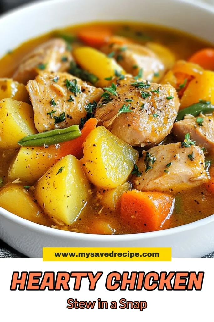 Cozy up with our delicious slow cooker chicken stew—a perfect hearty chicken stew recipe for any night! This easy chicken stew is loaded with tender chicken and vibrant vegetables, making it a go-to comfort food recipe for families. Just set it in the slow cooker and let the flavors meld! Ready to enjoy a bowl of warmth? Try this chicken stew with vegetables today! Save it for later! #SlowCookerChickenStew #HeartyChickenStew #EasyChickenStew #ComfortFoodRecipes